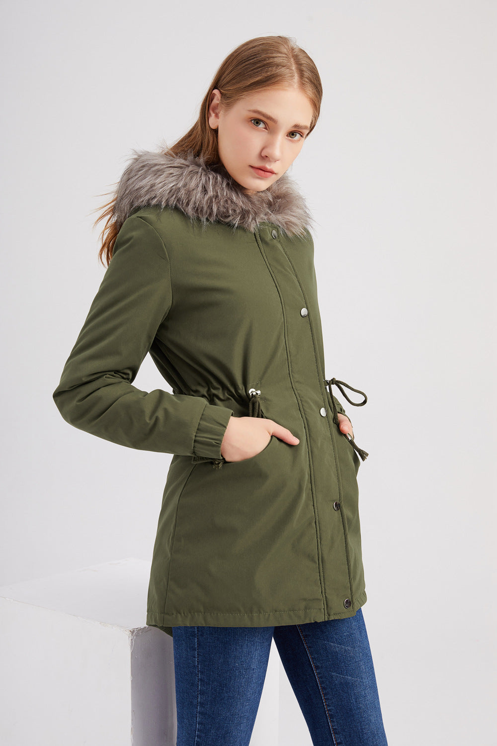 Groene Winter Parka met Capuchon - Fleur