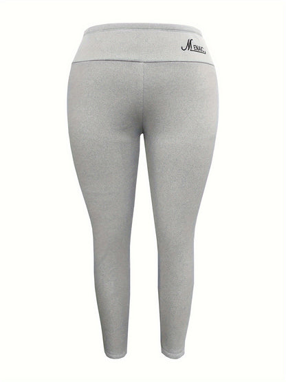 Lichtgrijze Plus Size Sport Leggings met Pluche Voering - Ella