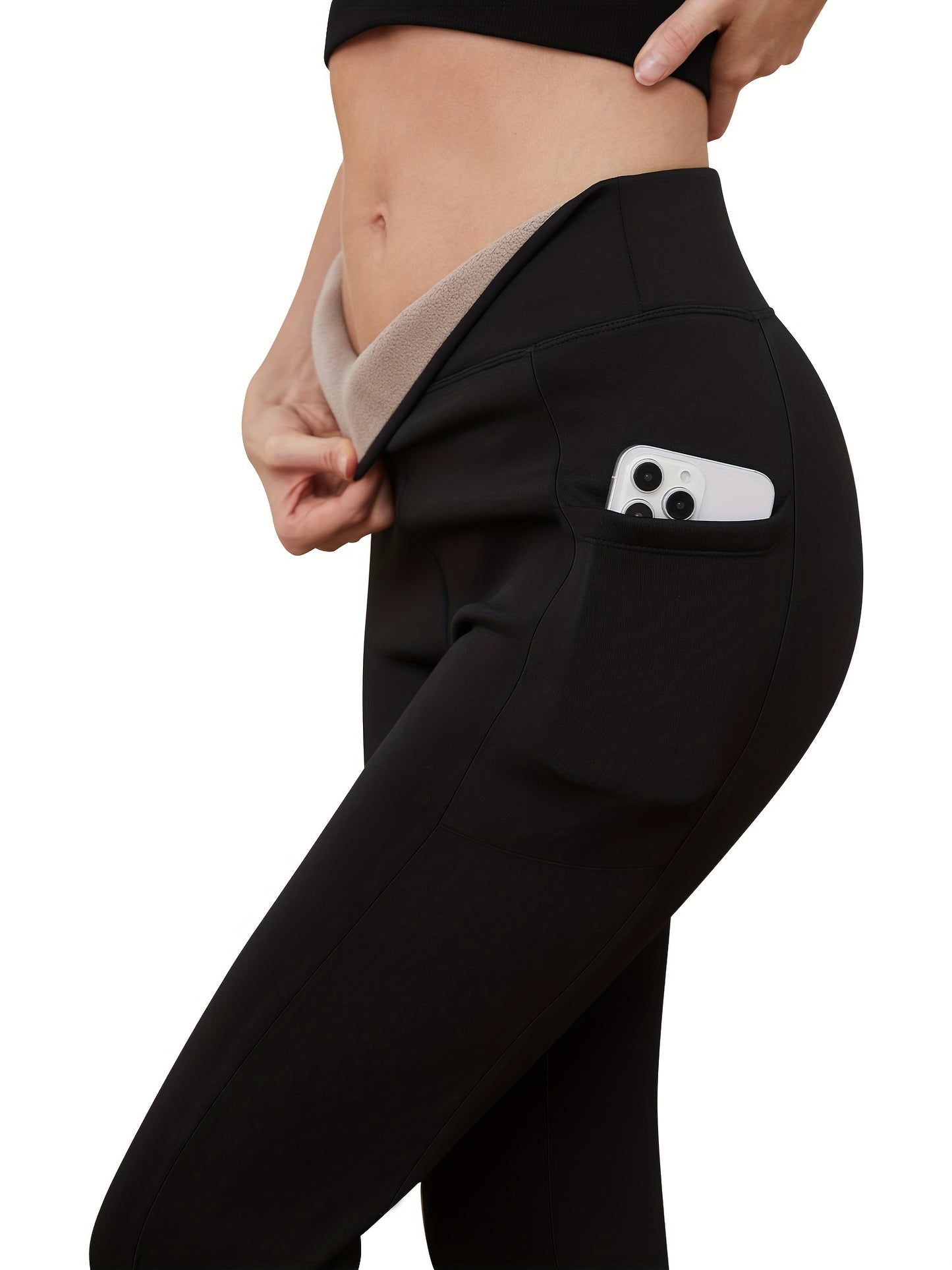 Zwarte Fleece Thermo Legging - Lara