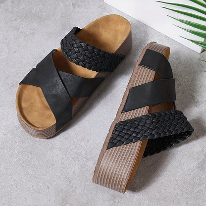 Zwarte Espadrille Kruisband Sandalen - Liv