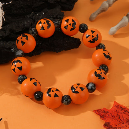 Oranje Houten Halloween Pompoen Armband - Jack