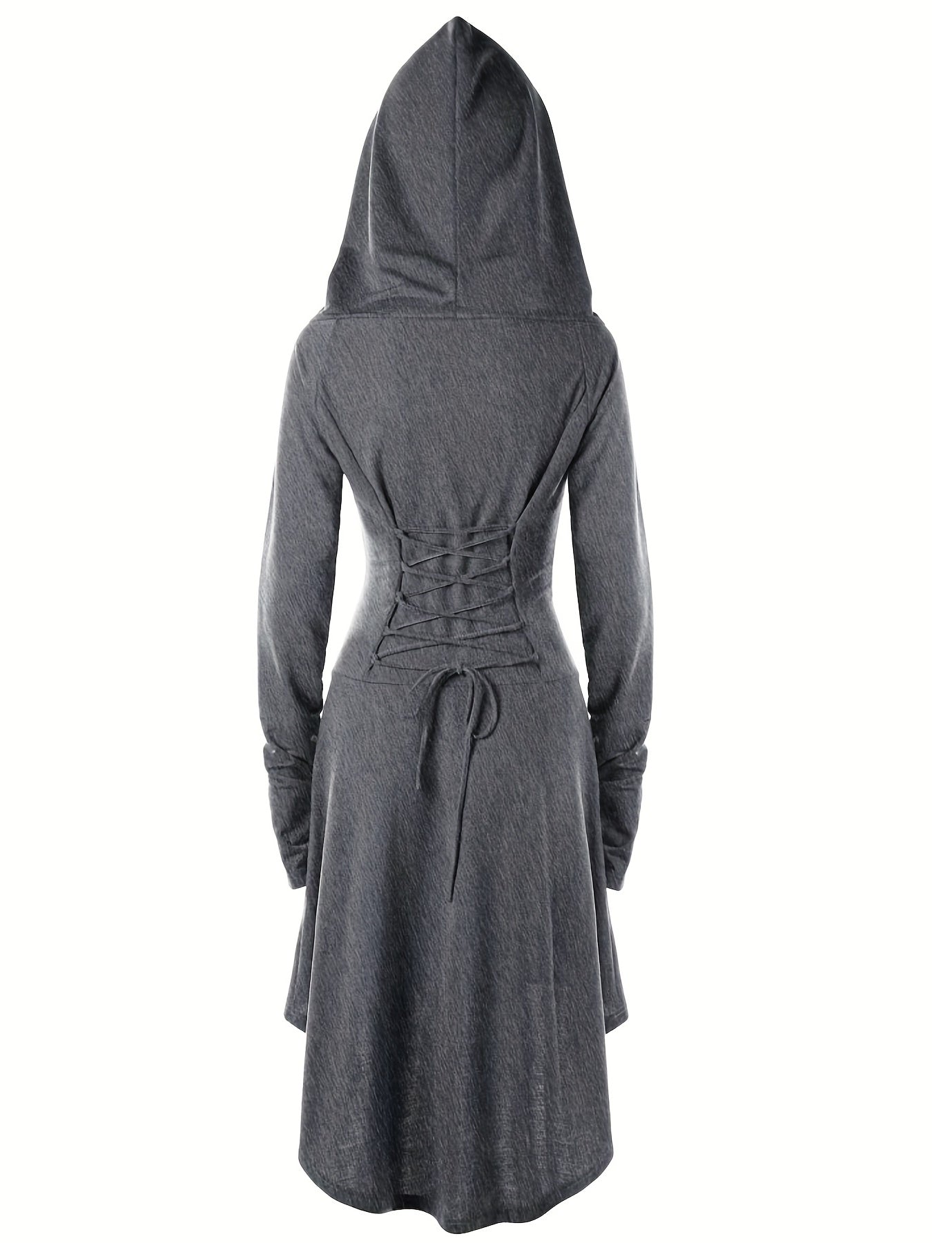 Zwarte Gotische Hooded Jurk - Elara