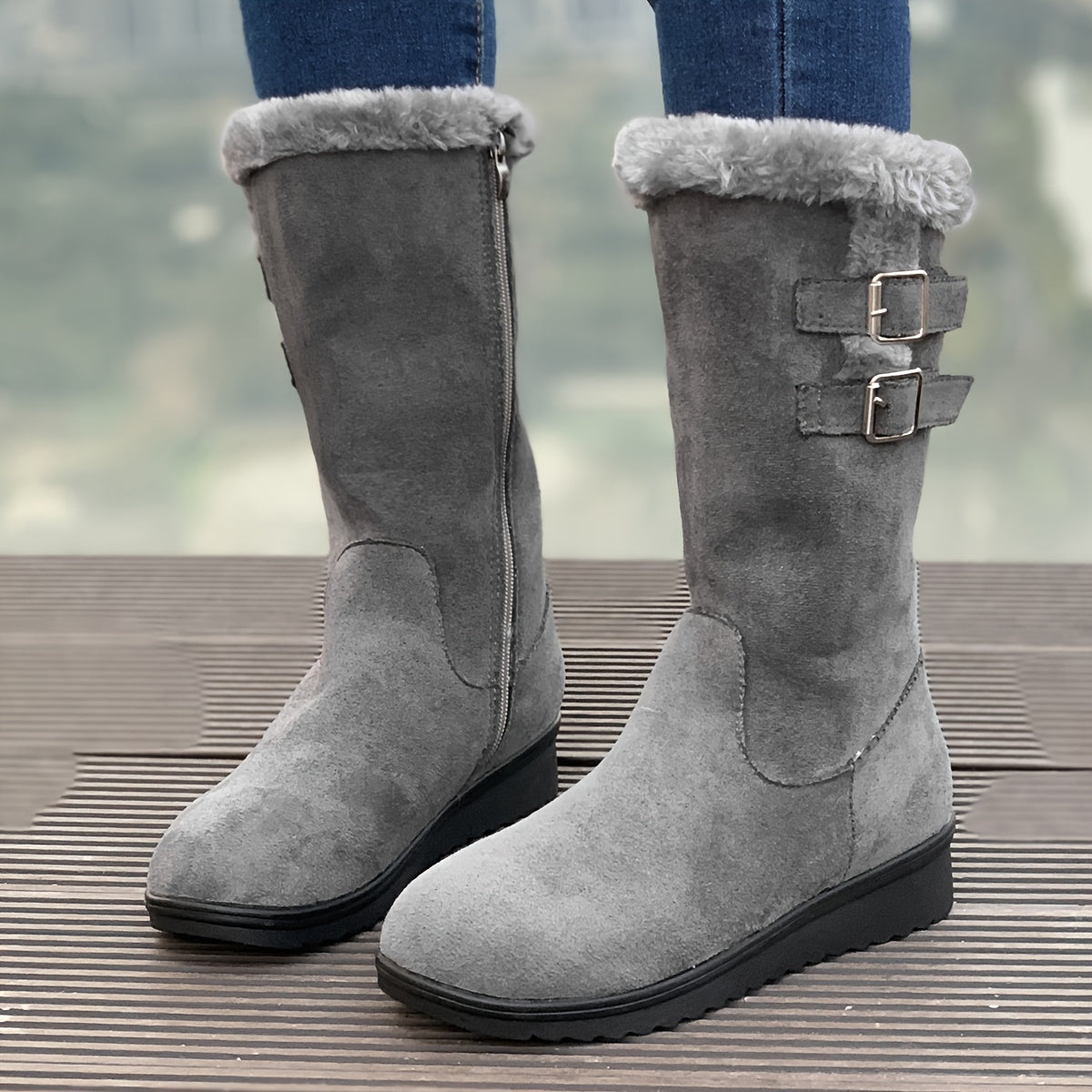 Zwarte Orthopedische Winterlaarzen met Wedge - Mila