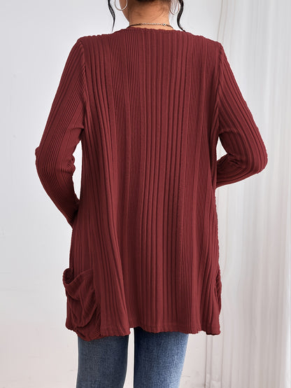 Roze Ribgebreide Open Cardigan - Lotte