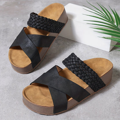 Zwarte Espadrille Kruisband Sandalen - Liv