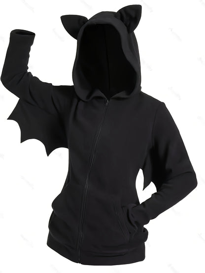 Zwarte Vleermuisvleugel Hoodie - Luna