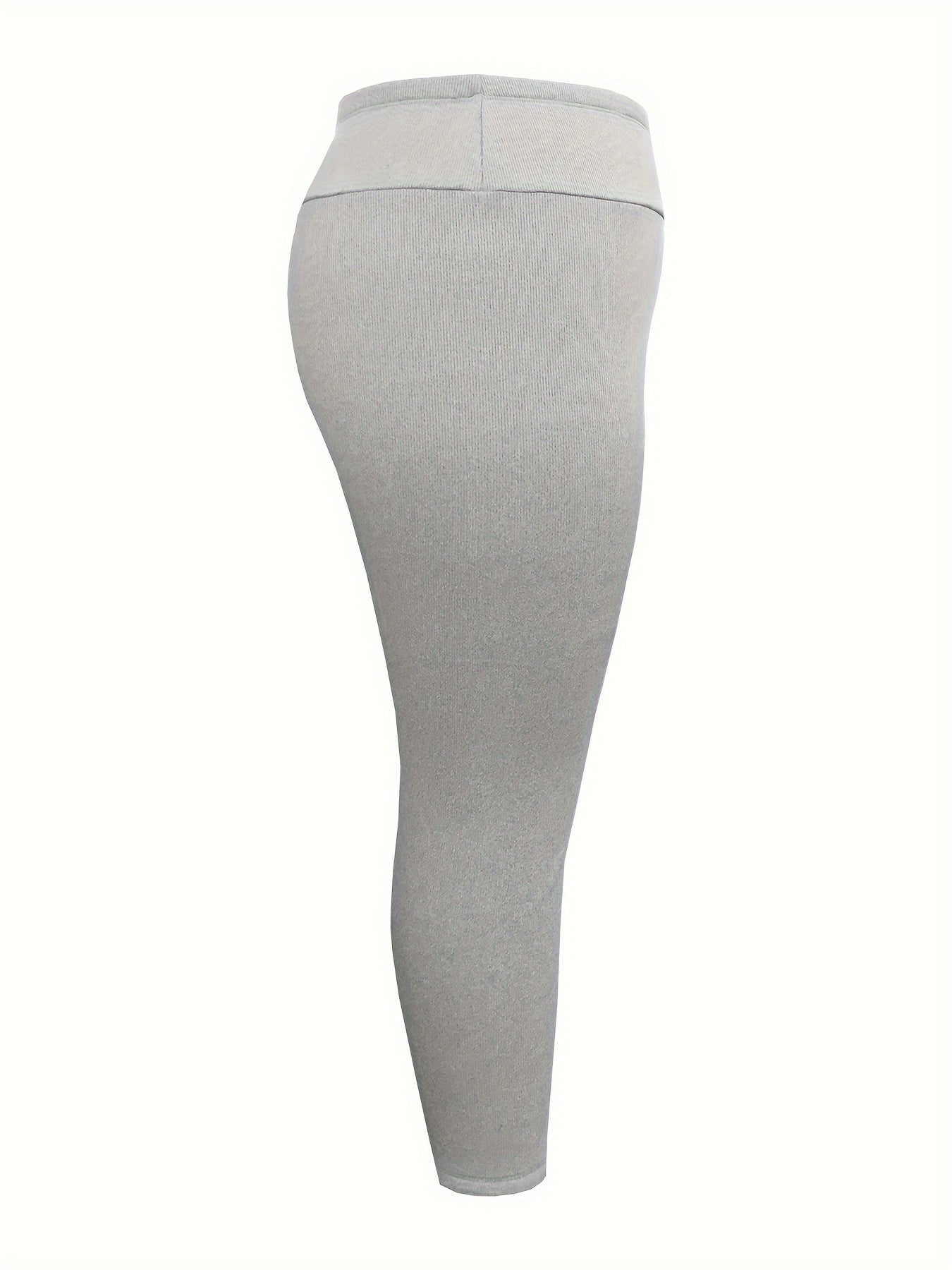 Lichtgrijze Plus Size Sport Leggings met Pluche Voering - Ella