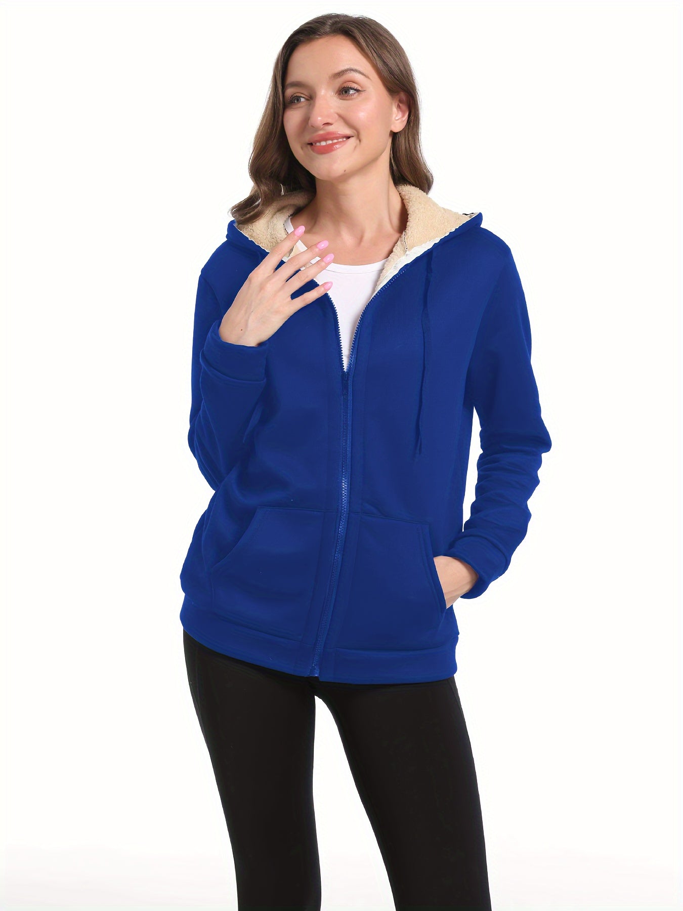 Zwarte Pluche Warme Hoodie voor Herfst en Winter - Emma