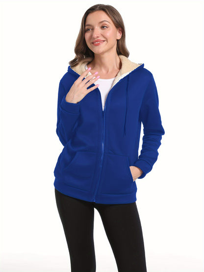 Zwarte Pluche Warme Hoodie voor Herfst en Winter - Emma