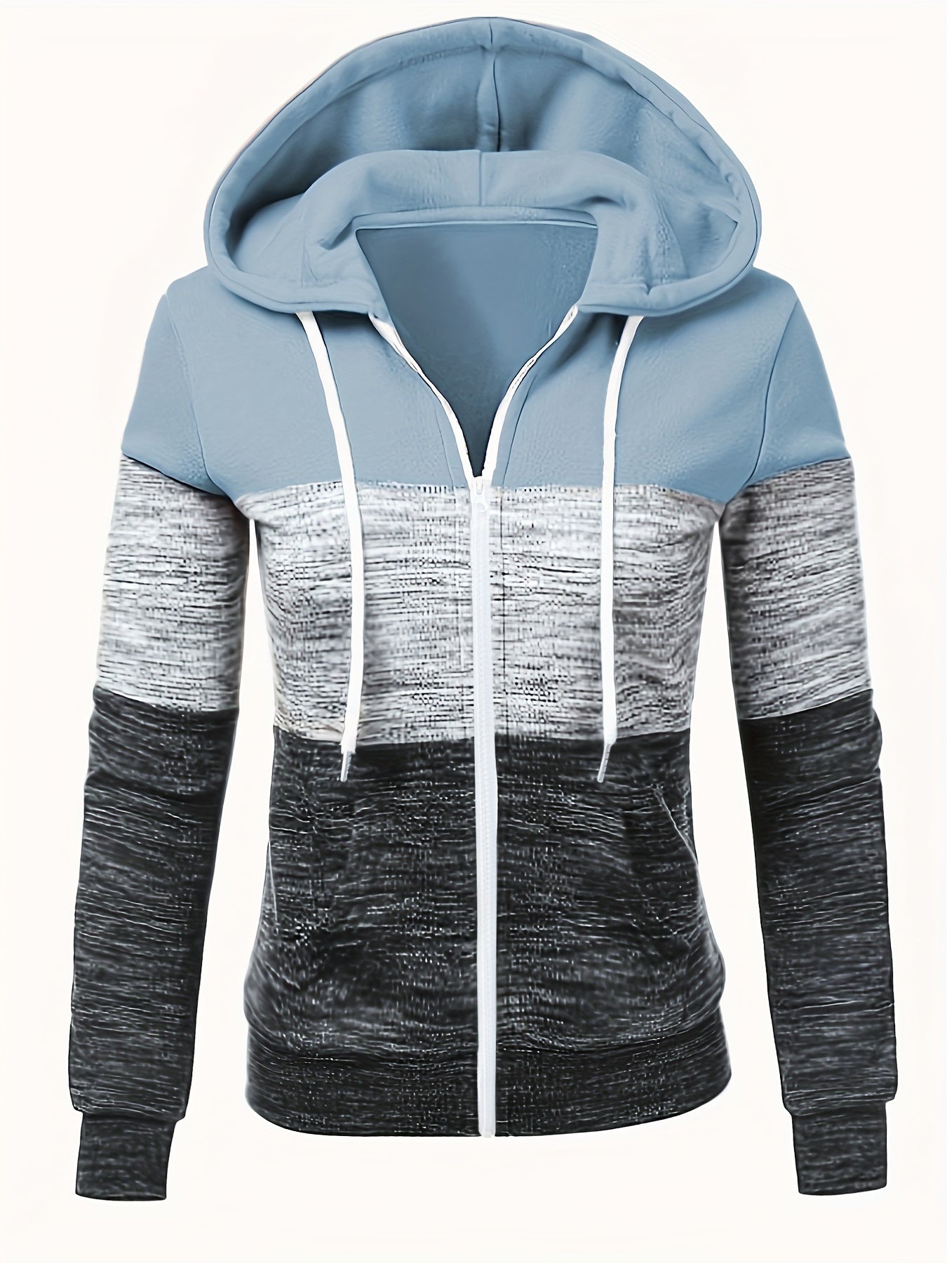 Roze Colorblock Hoodie met Rits - Eva