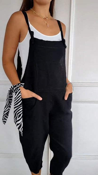 Witte Katoen-Linnen Jumpsuit met Bandjes - Esmee