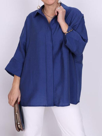 Helena – Marineblauw Oversize-Hemdblouse