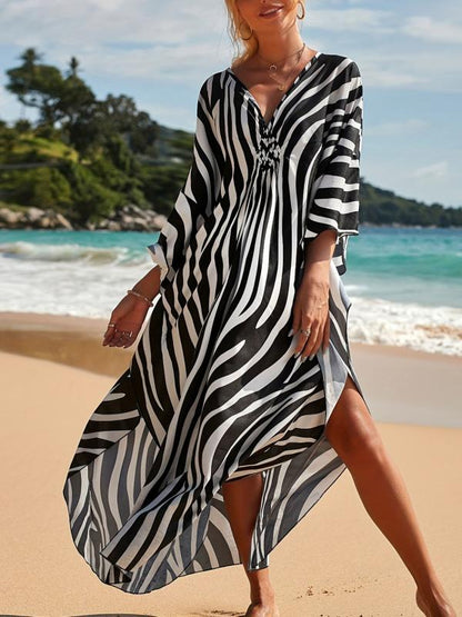 Strandjurk met zebraprint en V-hals