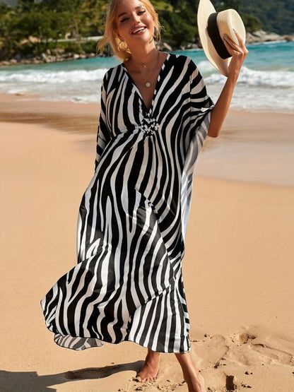 Strandjurk met zebraprint en V-hals