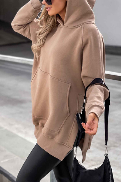 Khaki Hoodie met Zak en Split - Luna