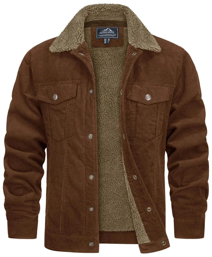 Donkerblauwe Corduroy Jas met Sherpa Voering - Lucas